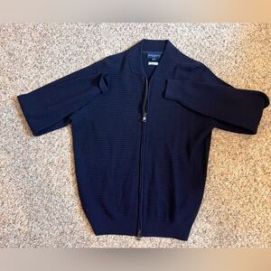 Peter Millar Men’s Merino Wool Full Zip Sweater - Navy